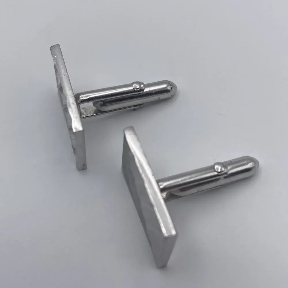 Swank Rectangular Silver Tone Cufflink Mid Century Vintage Geometric Design